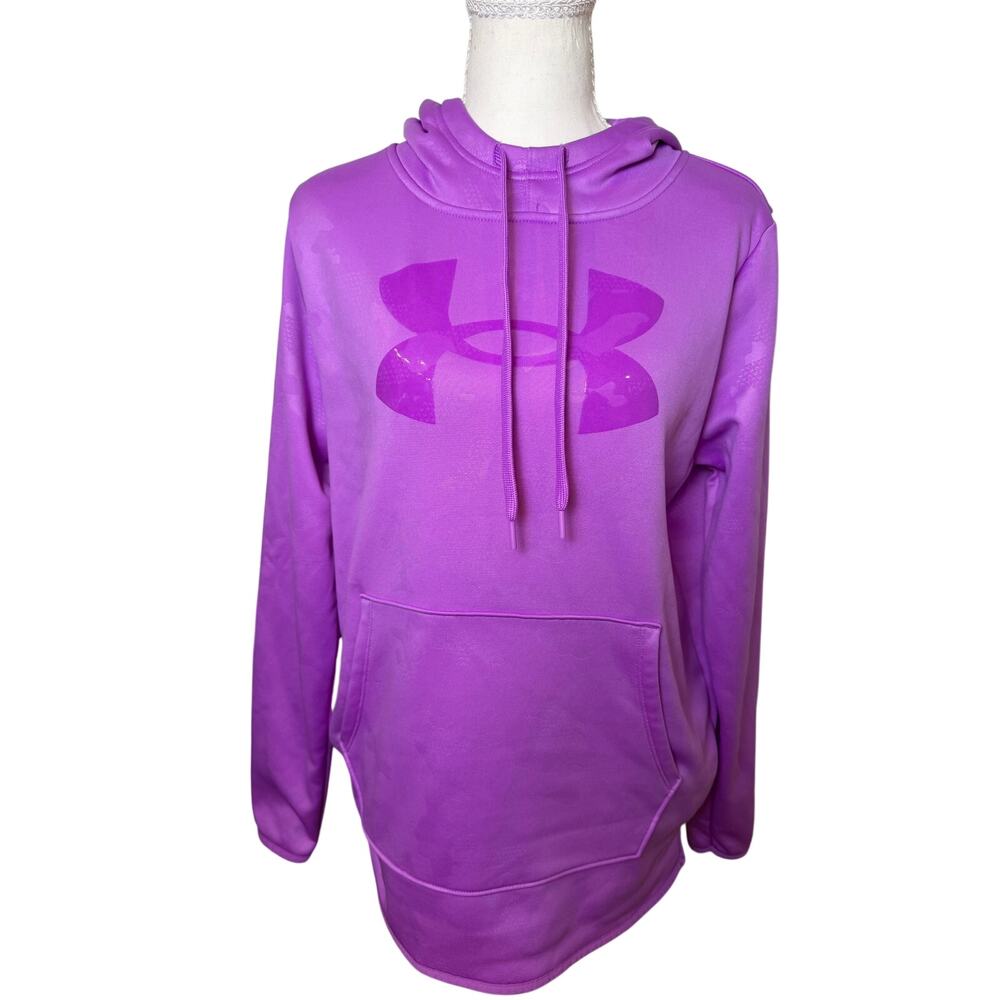Under Armour Purple Tonal Camo Logo Pullover Hoodie Kangaroo Pocket